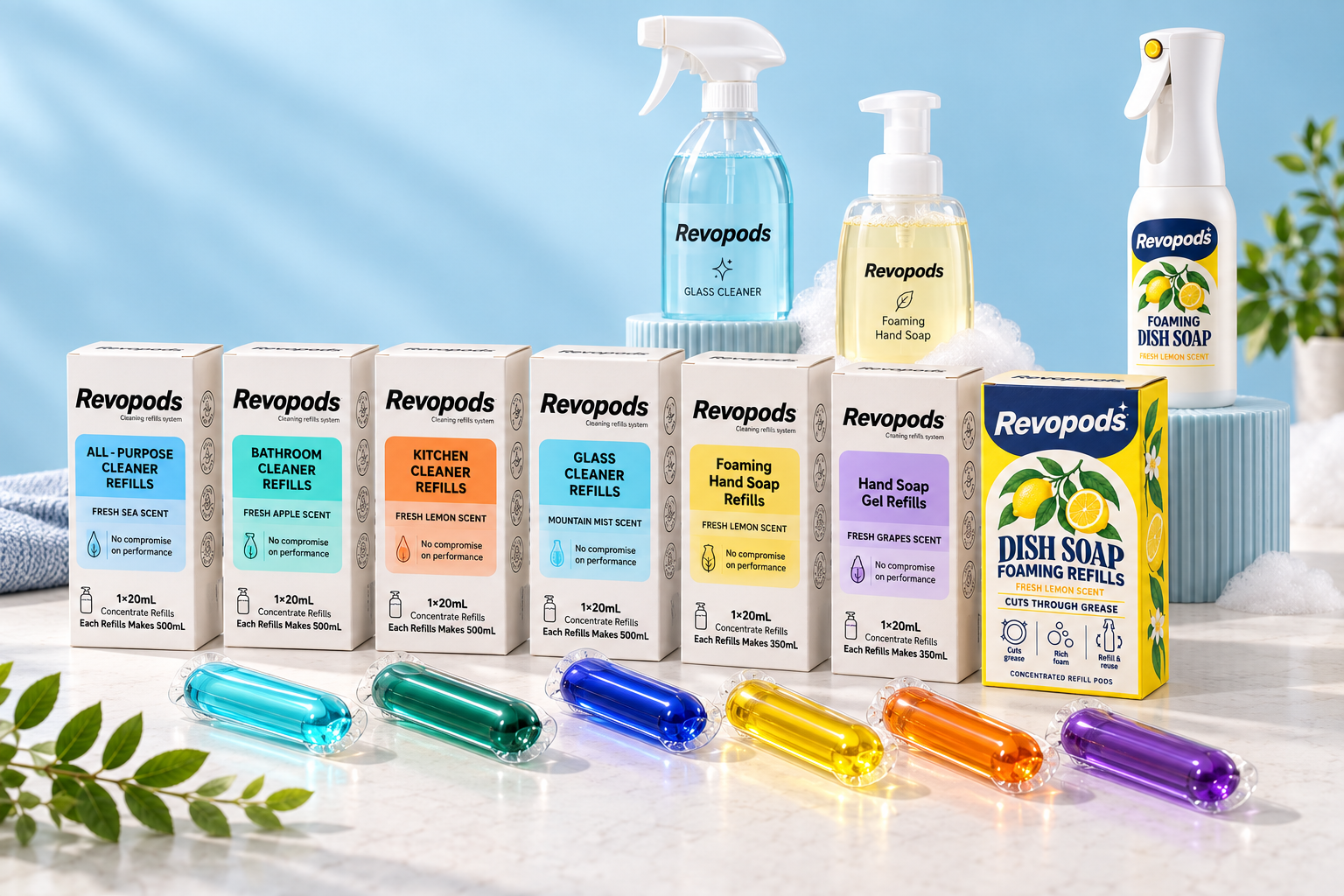 Revopods water-soluble cleaning concentrate refills